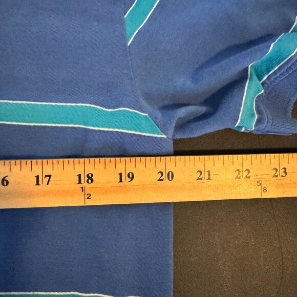 Vintage 90s No Boundaries Men's Blue Striped Polo Shirt, Size Medium - Picture 6 of 7